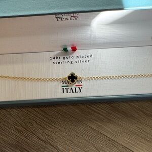 14kt Gold Plated Bracelet with Black Clover Charm